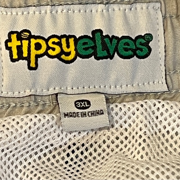 Tipsy Elves Retro Summer Swim Trunks Multicolor Gray Blue Stripe Mens Size 3XL - Picture 5 of 13